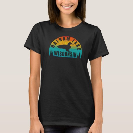 Balsam Lake Northern Wisconsin Sunset Loon T-shirt (Voorkant)