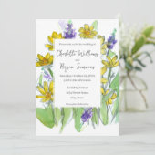 Balsam Lupines Wildflowers Watercolor Wedding Kaart (Staand voorkant)