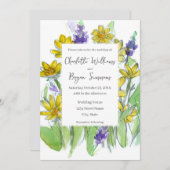 Balsam Lupines Wildflowers Watercolor Wedding Kaart (Voorkant / Achterkant)