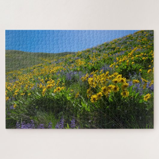 Balsamroot en Lupine in Sage Hills Wenatchee, WA Legpuzzel (Horizontaal)