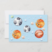 Balspelen kids verjaardag bedankkaart (Achterkant)