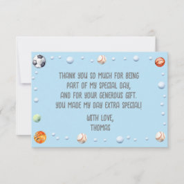 Balspelen kids verjaardag bedankkaart