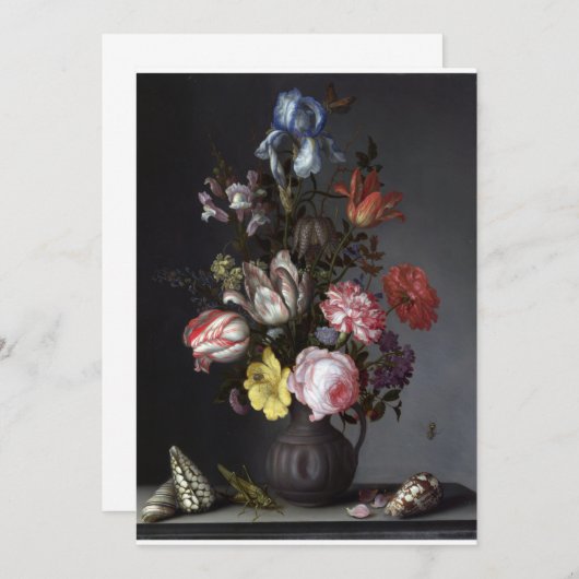 Balthasar van der Ast - Bloemen in een Vaas met ha Kaart (Voorkant / Achterkant)