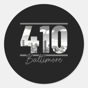 Baltimore 410 Netnummer Skyline Maryland Ronde Sticker
