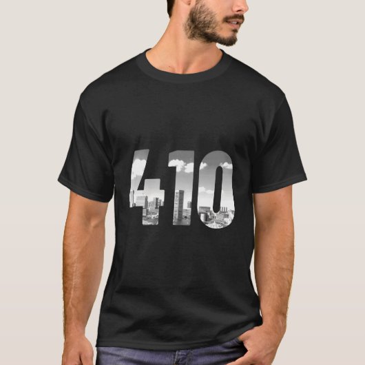 Baltimore 410 Netnummer Skyline Maryland T-shirt (Voorkant)