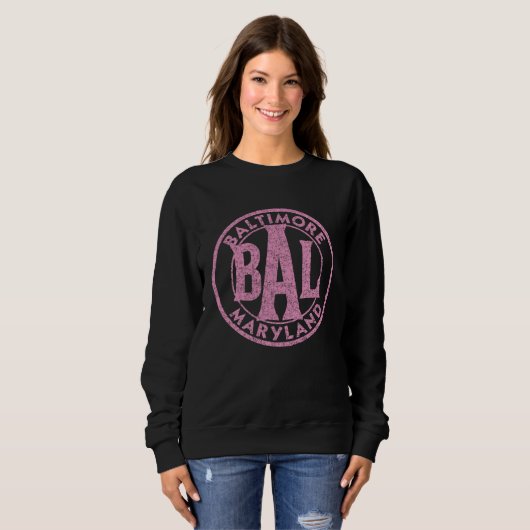 Baltimore BAL Circle Sign Distressed Pink Print Trui (Voorkant volledig)