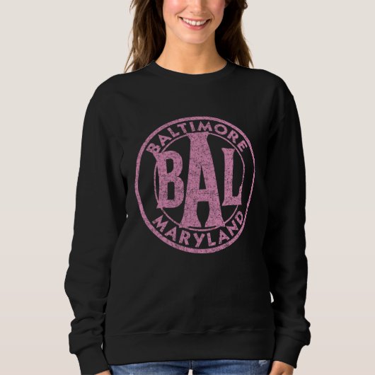 Baltimore BAL Circle Sign Distressed Pink Print Trui (Voorkant)