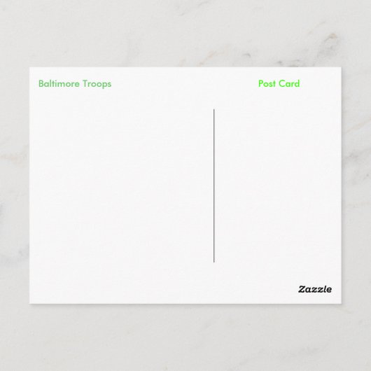 Baltimore (Balmer) Troops Briefkaart (Achterkant)