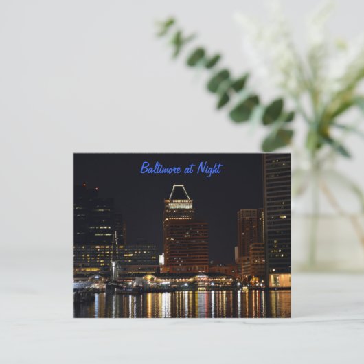 Baltimore bij nacht briefkaart (Staand voorkant)