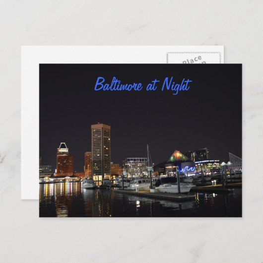 Baltimore bij nacht briefkaart (Voorkant / Achterkant)