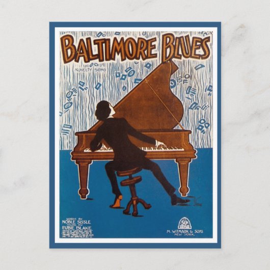  Baltimore blauw muziekcover Briefkaart (Voorkant)