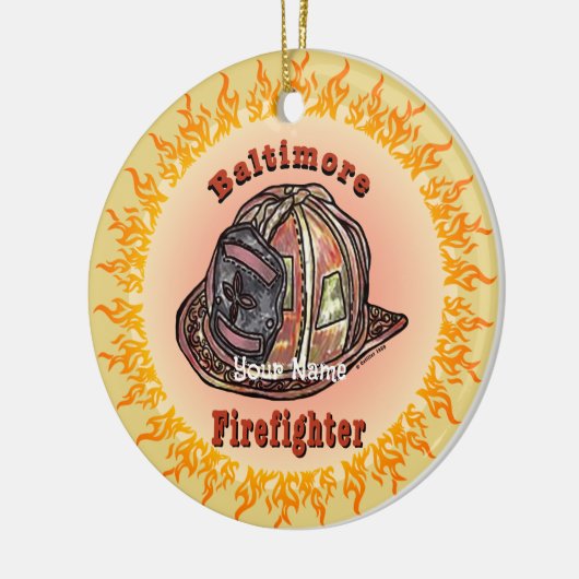 Baltimore brandweerman keramisch ornament (Links)