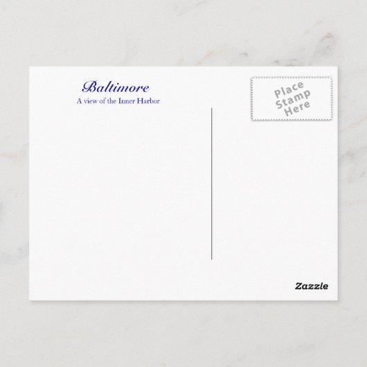 Baltimore Briefkaart (Achterkant)