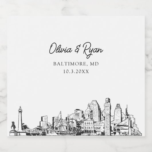 Baltimore Bruiloft Champagne Label Sparkling Wijnetiket (Enkel label)