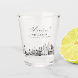 Baltimore bruiloft gunst gepersonaliseerd gejuich shot glas
