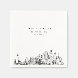Baltimore Bruiloft Minimalistische Papier Cocktail Servet
