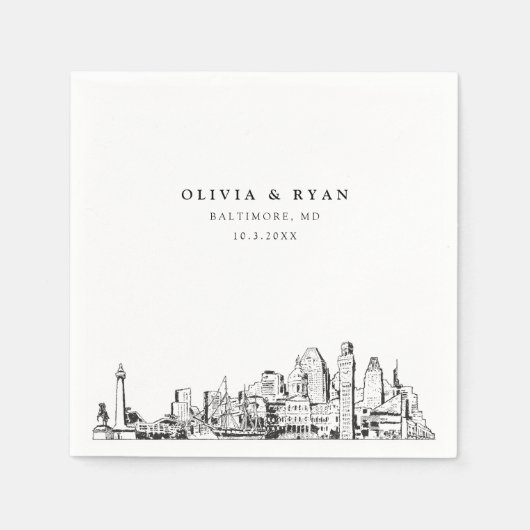 Baltimore Bruiloft Minimalistische Papier Cocktail Servet (Voorkant)