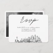 Baltimore Bruiloft Minimalistische Schets RSVP Informatiekaartje (Voorkant / Achterkant)