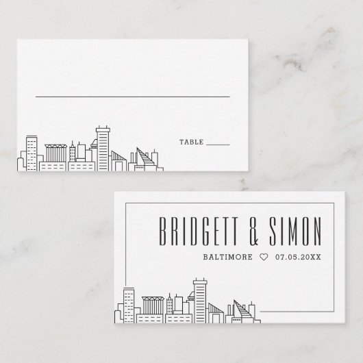 Baltimore Bruiloft | Plaats kaarten voor en achter Plaatskaartje (Voorkant / Achterkant)