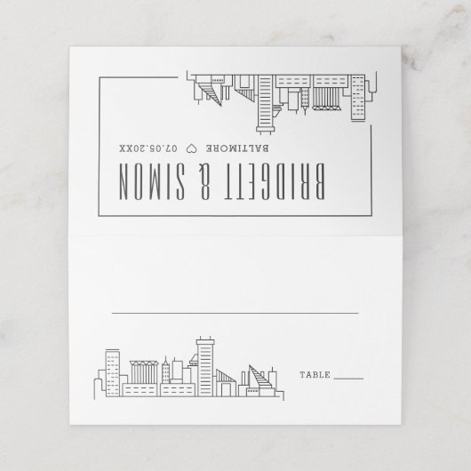 Baltimore Bruiloft | Tabelnaam Kaarten plaatsen Plaatskaartje (Buitenkant ongevouwen)