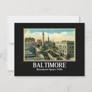 Baltimore, Charles St, Monument Square Vintage Briefkaart
