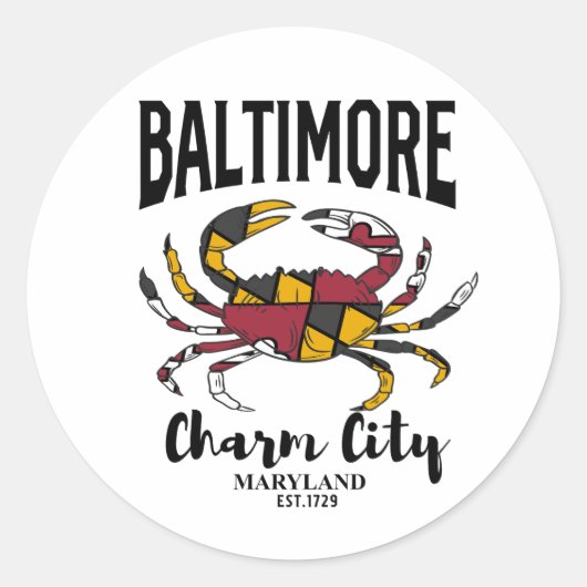 Baltimore Charm City Crab Ronde Sticker (Voorkant)