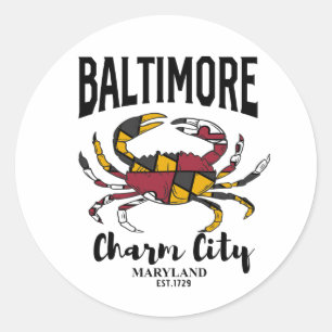 Baltimore Charm City Crab Ronde Sticker