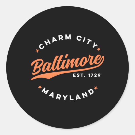 Baltimore Charm City Maryland Rood Wit Tekst Ronde Sticker (Voorkant)