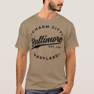  Baltimore Charm City Maryland Zwarte tekst T-shirt