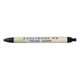 Baltimore Chesapeake Bay County Nautische Kaart Blauwe Inkt Pen
