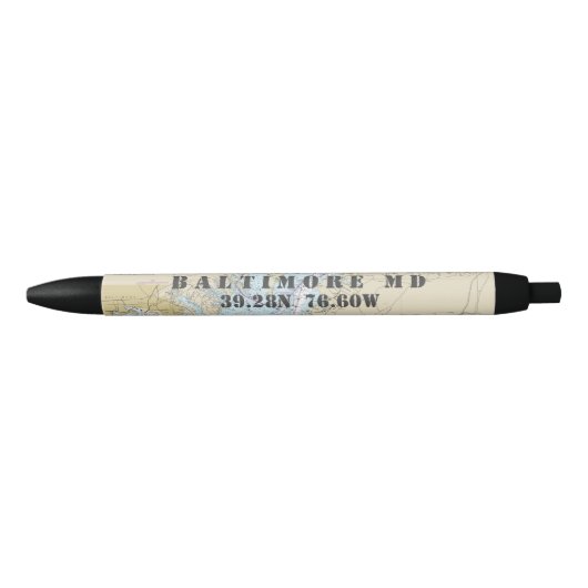 Baltimore Chesapeake Bay County Nautische Kaart Blauwe Inkt Pen (Voorkant)