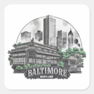 Baltimore City Maryland Verenigde Staten Vierkante Sticker