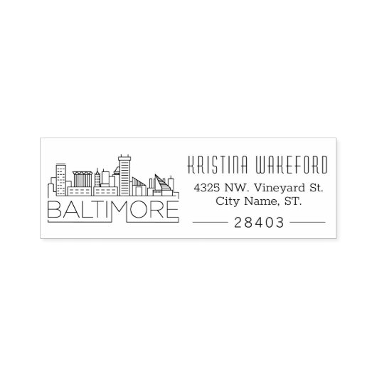 Baltimore City Skyline | Aangepast adres Zelfinktende Stempel (Design)