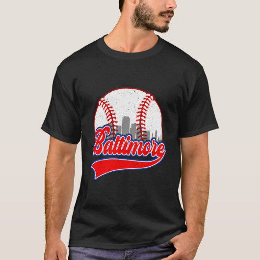 Baltimore Cityscape Baseball T-shirt (Voorkant)