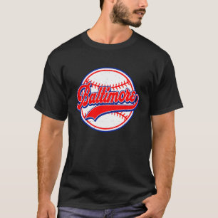  Baltimore Cityscape Baseball voor mannen vrouwen T-shirt