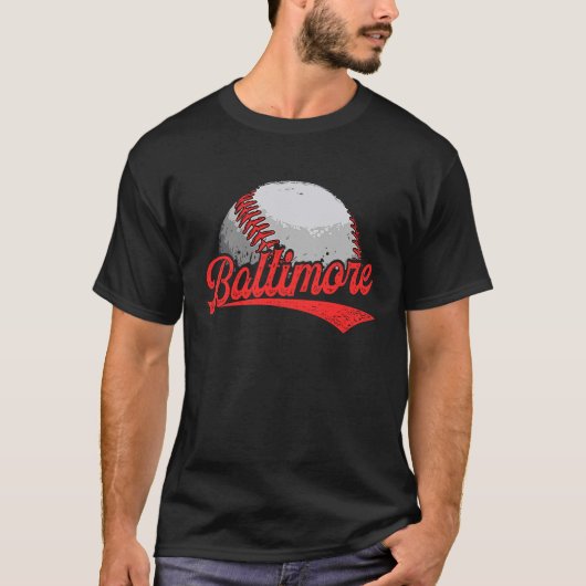  Baltimore Cityscape Baseball voor mannen vrouwen T-shirt (Voorkant)