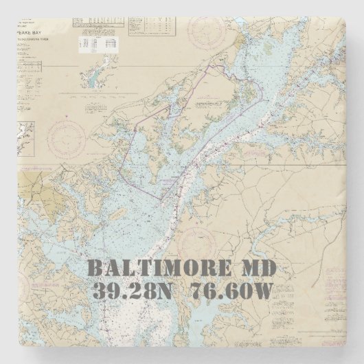 Baltimore County MD Authentic Chart Stenen Onderzetter (Voorkant)