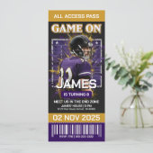 Baltimore Football Ticket Birthday Invitation Kaart (Staand voorkant)