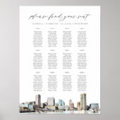 BALTIMORE Geschilderde Silhouet Trouwstoelindeling Poster (Voorkant)
