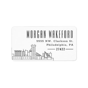 Baltimore gestileerde Skyline Large Address Label
