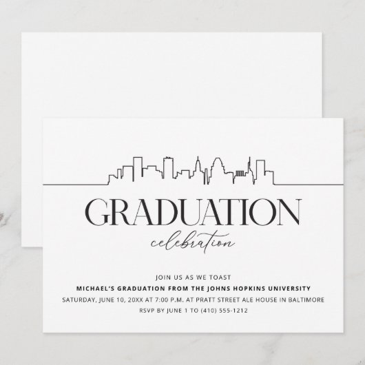 Baltimore Graduation Party Kaart (Voorkant / Achterkant)