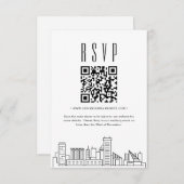 Baltimore Huwelijk QR code RSVP Kaart (Voorkant / Achterkant)