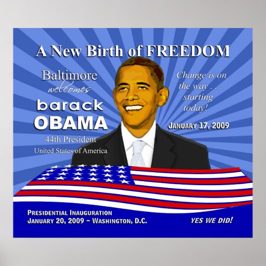 Baltimore Inauguration Events Obama Poster (Voorkant)