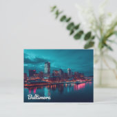 Baltimore Inner Harbor Nachtzicht Briefkaart (Staand voorkant)