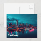 Baltimore Inner Harbor Nachtzicht Briefkaart (Voorkant / Achterkant)