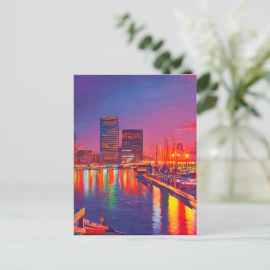 Baltimore Inner Harbour bij nacht Briefkaart (Staand voorkant)