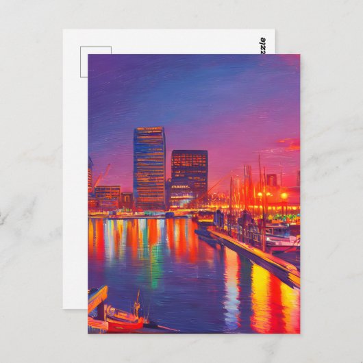 Baltimore Inner Harbour bij nacht Briefkaart (Voorkant / Achterkant)