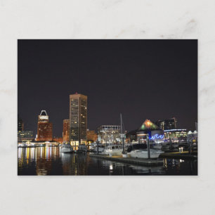 Baltimore Inner Harbour bij nacht Briefkaart
