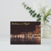 Baltimore Inner Harbour bij nacht Briefkaart (Staand voorkant)