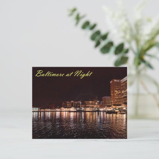 Baltimore Inner Harbour bij nacht Briefkaart (Staand voorkant)